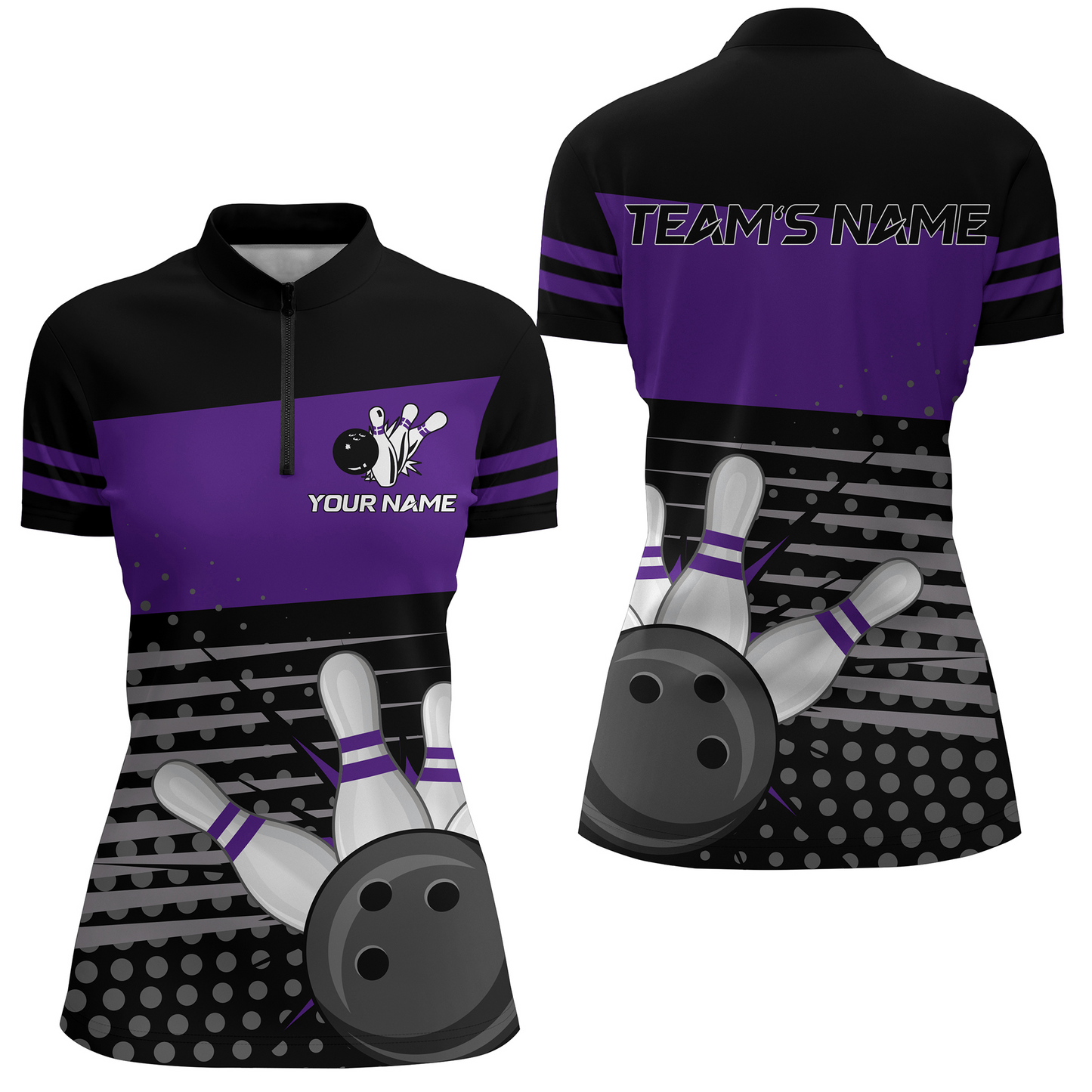 Bowling Quarter-Zip Shirts Women Bowling Team Jersey Custom Bowling Shirt BDT223