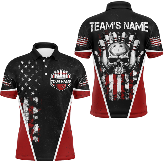 Skull Bowling Polo Shirt Personalized American Bowling Team Jersey for Men & Women BDT475