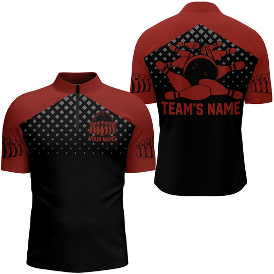 Custom Bowling Shirts With Name Bowling Team Jersey For Men Bowling Quarter-Zip Shirt BDT329