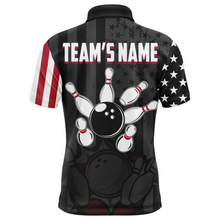 Load image into Gallery viewer, Custom American Bowling Shirt For Men Black Bowling Jersey Team League Bowling Polo Shirt BDT334