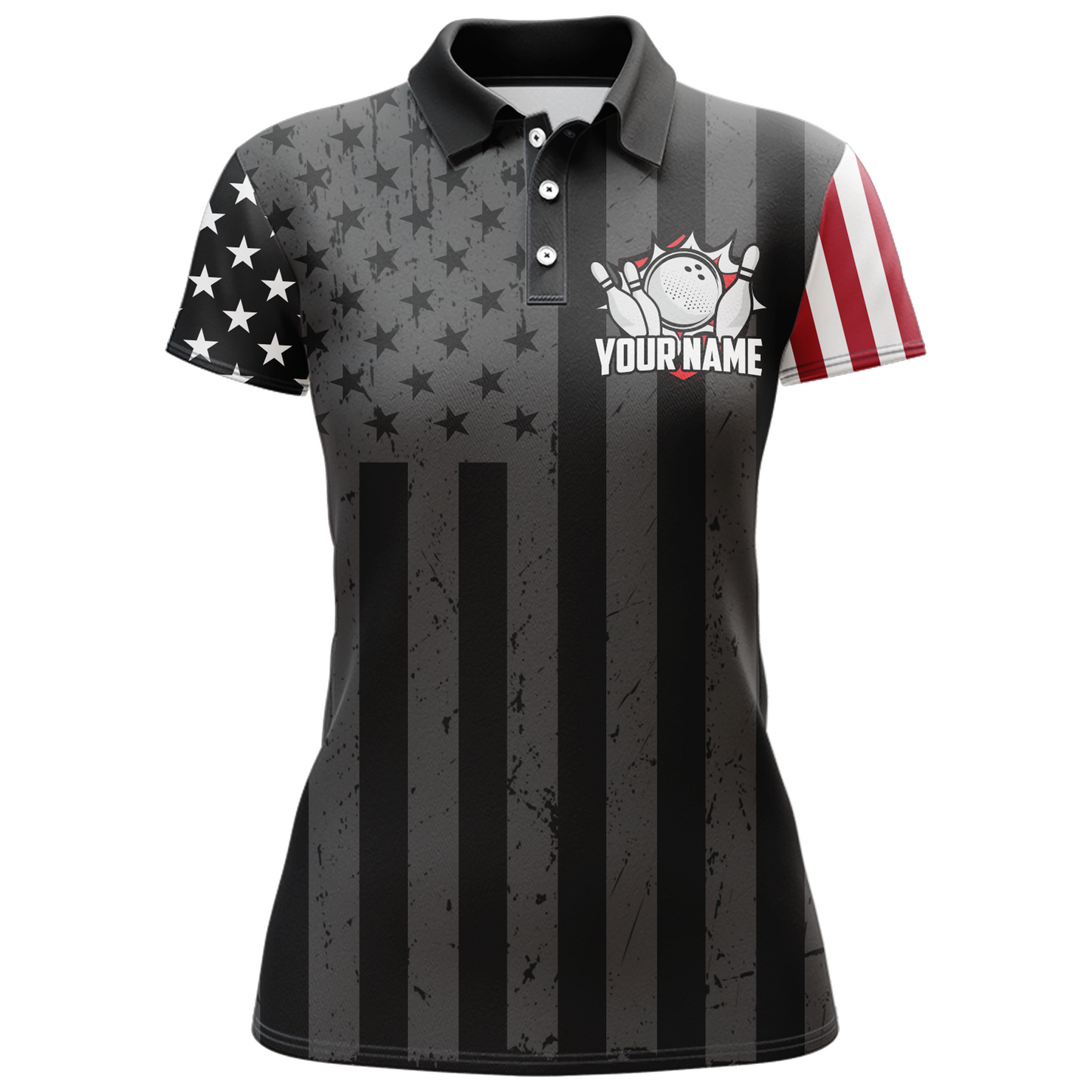 Custom American Bowling Shirt For Women Black Bowling Jersey Team League Bowling Polo Shirt BDT334