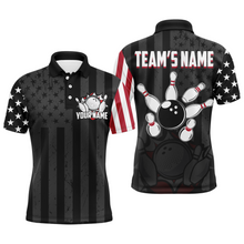 Load image into Gallery viewer, Custom American Bowling Shirt For Men Black Bowling Jersey Team League Bowling Polo Shirt BDT334