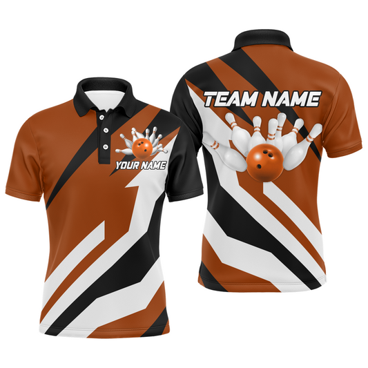 Orange Bowling Polo Shirts Unisex Custom Bowling Jersey for Men & Women Bowling Team League BDT553