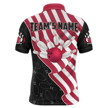 Load image into Gallery viewer, American Flag Bowling Shirts Men Team Bowling Jersey Custom Black Bowling Polo Shirt BDT372