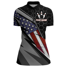 Load image into Gallery viewer, American Flag Bowling Shirt Women Patriotic Bowling Jersey Team Custom Bowling Quarter-Zip Shirt BDT381