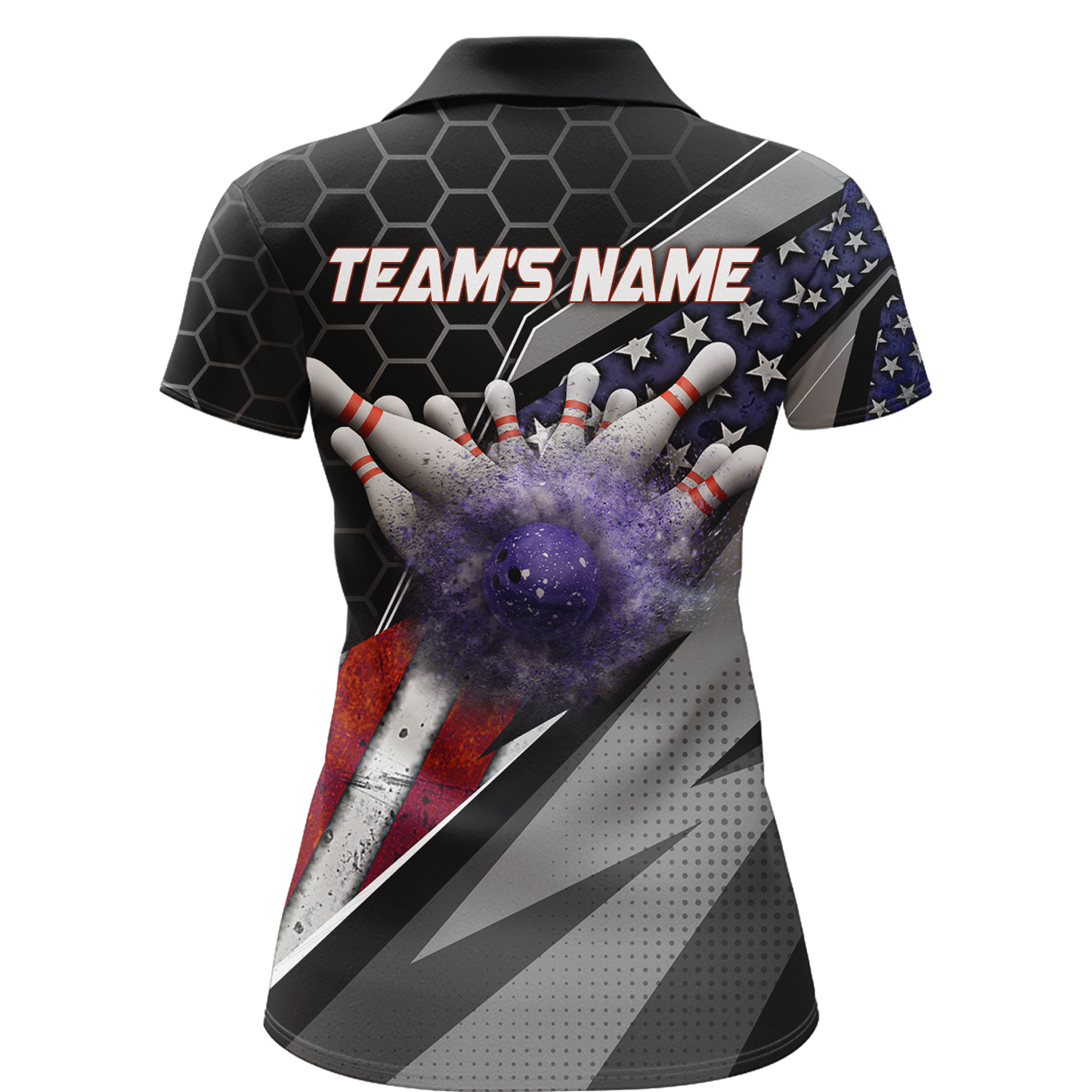 American Flag Bowling Shirt Women Patriotic Bowling Jersey Team Custom Bowling Polo Shirt BDT381