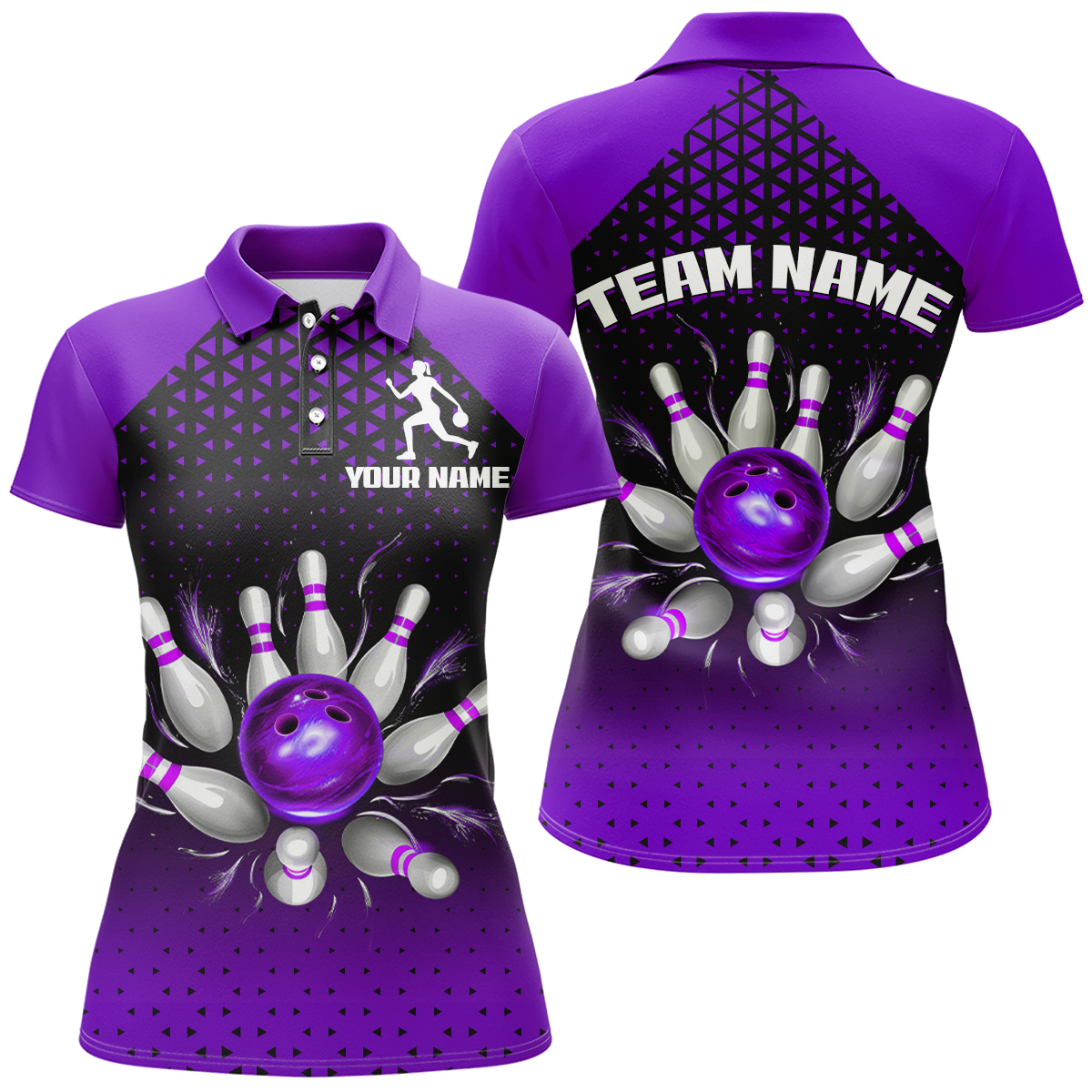 Custom Bowling Polo Shirts for Men And Women Purple Bowling Team Jerseys Unisex BDT476