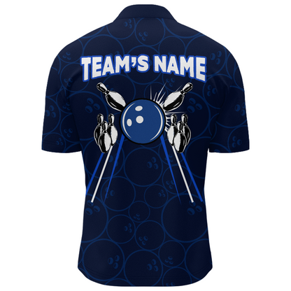 Custom Bowling Quarter-Zip Shirt For Men Navy Bowling Team Jersey Couple Bowling Shirt BDT342