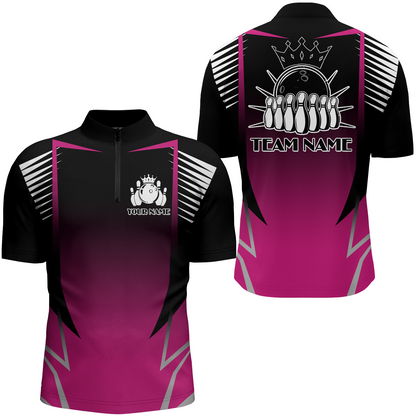 Custom Bowling Quarter-Zip Shirt For Men Bowling Team Jersey Personalized Bowling Shirts BDT345
