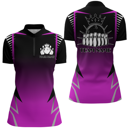 Custom Bowling Quarter-Zip Shirt For Women Bowling Team Jersey Personalized Bowling Shirts BDT345