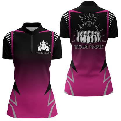 Custom Bowling Quarter-Zip Shirt For Women Bowling Team Jersey Personalized Bowling Shirts BDT345