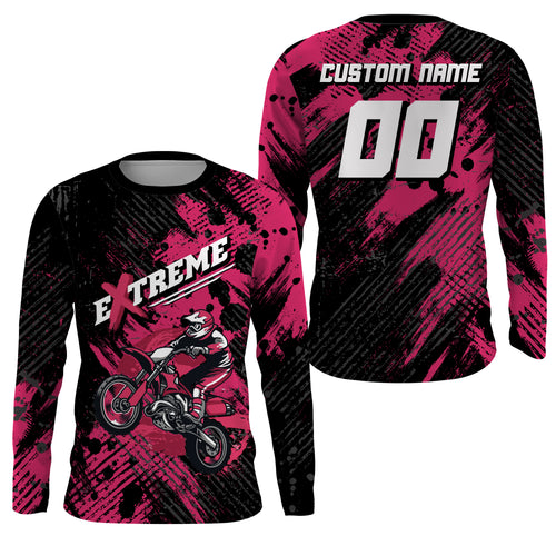 Custom Dirt Bike Jersey Kid Men Women Upf30+ Pink Motocross Racing Shirt Motorcycle PDT675