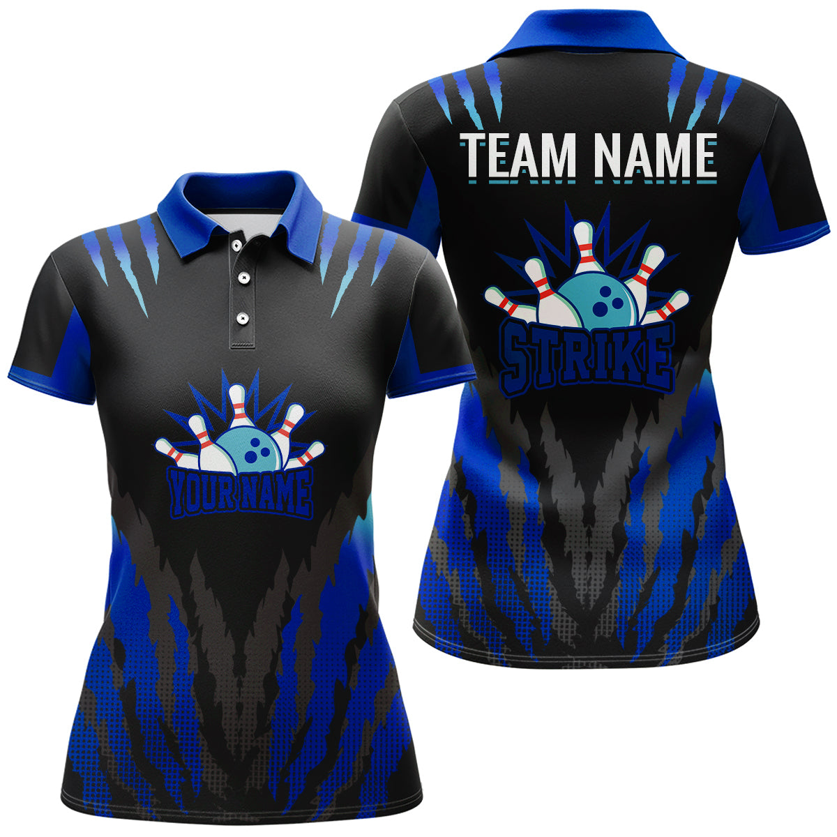 Strike Bowling Jersey For Women Personalized Bowling Shirt Team Bowling Polo Shirt BDT286