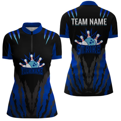 Strike Bowling Jersey For Women Personalized Bowling Shirt Team Bowling Quarter-Zip Shirt BDT286