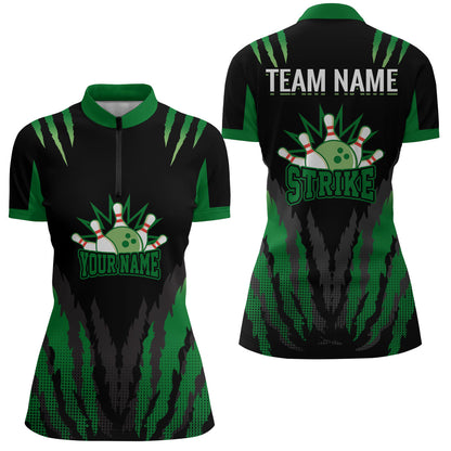 Strike Bowling Jersey For Women Personalized Bowling Shirt Team Bowling Quarter-Zip Shirt BDT286