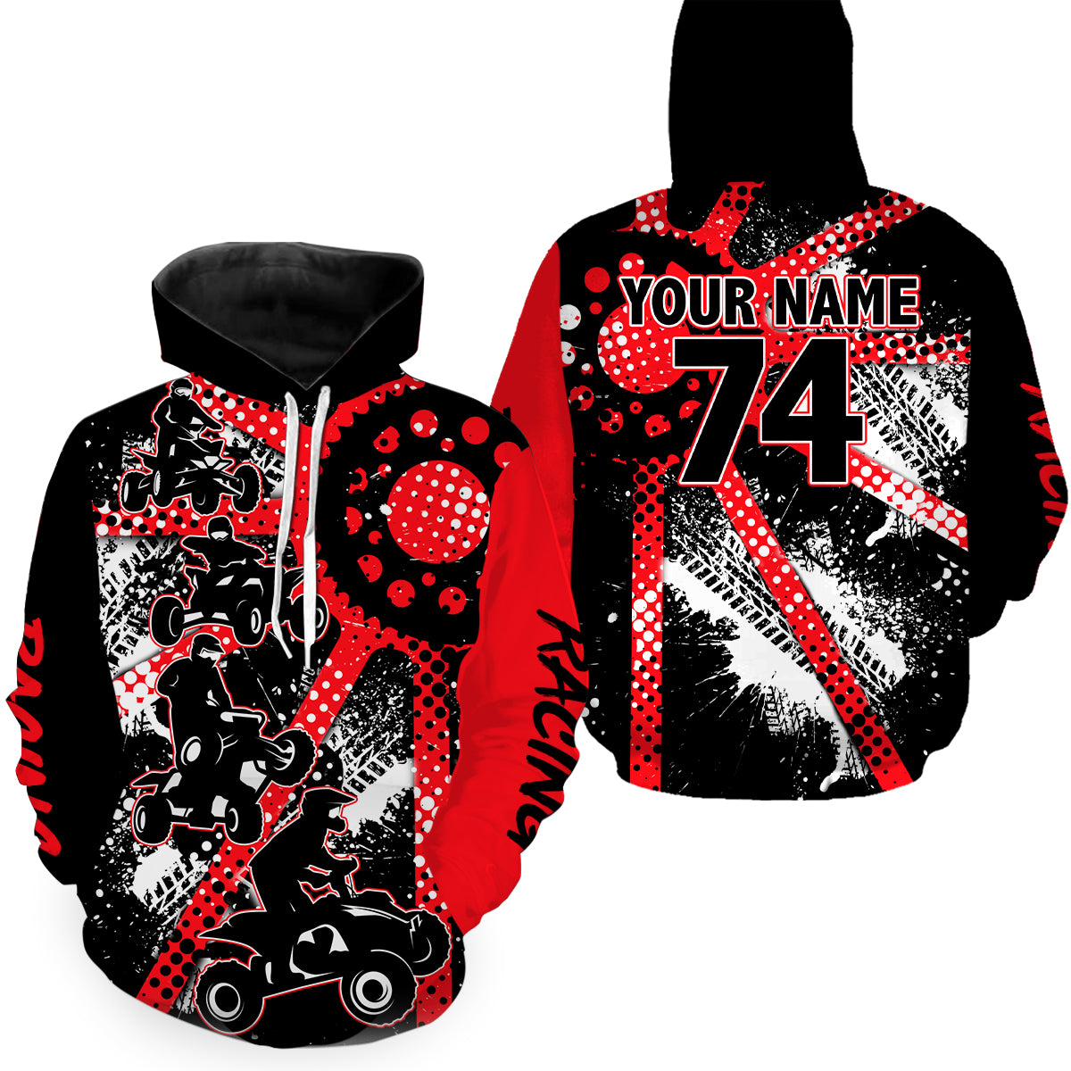 Custom Red ATV Motocross Hoodie Men Women Freestyle Off-Road Quad Bike Hooded Jersey PDT912