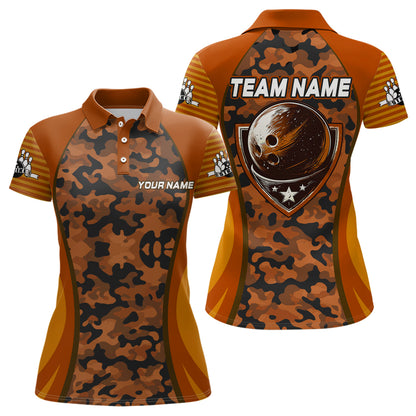 Personalized Camo Bowling Jersey Women Bowling Team Shirt Custom Bowling Polo Shirt BDT327