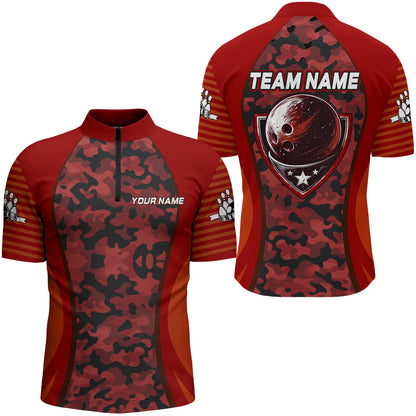Camo Bowling Jersey For Men Bowling Team Shirt Custom Bowling Quarter-Zip Shirt BDT327