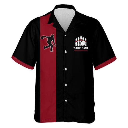 Black&Red Bowling Shirt For Men & Women Custom Retro Bowling Jersey Hawaiian Bowling League Shirt BDT350