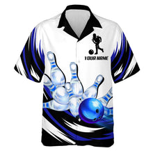 Load image into Gallery viewer, Blue Bowling Shirt For Men &amp; Women Custom Funny Bowling Jersey Hawaiian Bowling League Shirt BDT352