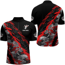 Load image into Gallery viewer, Custom Bowling Shirt for Men Red Camo Bowling Jersey Flame Bowling Quarter-Zip Shirt BDT260