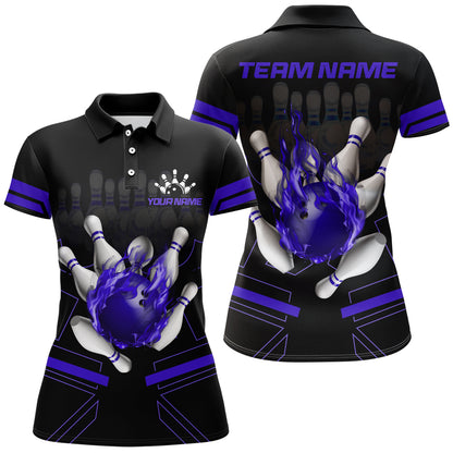 Custom Flame Bowling Jersey For Women Bowling Team Shirt League Bowling Polo Shirt BDT303