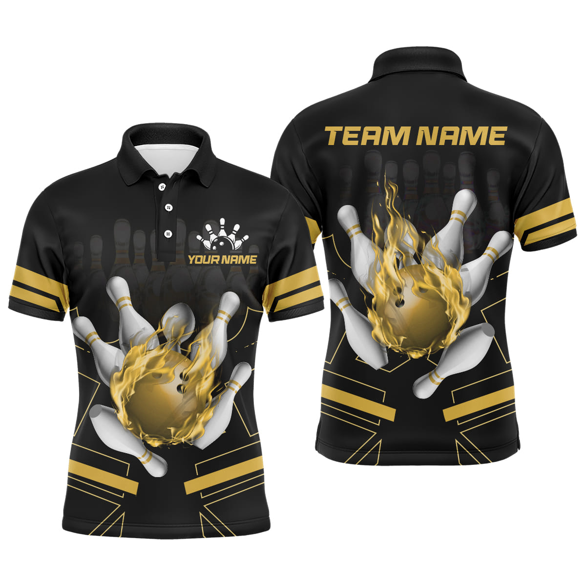 Custom Flame Bowling Jersey For Men Bowling Team Shirt League Bowling Polo Shirt BDT303