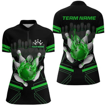 Load image into Gallery viewer, Custom Flame Bowling Jersey For Women Bowling Team Shirt League Bowling Quarter-Zip Shirt BDT303