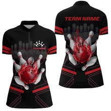 Load image into Gallery viewer, Custom Flame Bowling Jersey For Women Bowling Team Shirt League Bowling Quarter-Zip Shirt BDT303