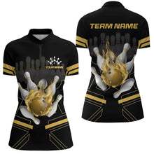 Load image into Gallery viewer, Custom Flame Bowling Jersey For Women Bowling Team Shirt League Bowling Quarter-Zip Shirt BDT303
