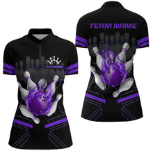 Load image into Gallery viewer, Custom Flame Bowling Jersey For Women Bowling Team Shirt League Bowling Quarter-Zip Shirt BDT303