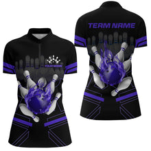 Load image into Gallery viewer, Custom Flame Bowling Jersey For Women Bowling Team Shirt League Bowling Quarter-Zip Shirt BDT303