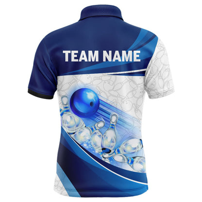Custom Bowling Shirt For Men Navy Bowling Team Jersey Custom 3D Bowling Polo Shirts BDT300