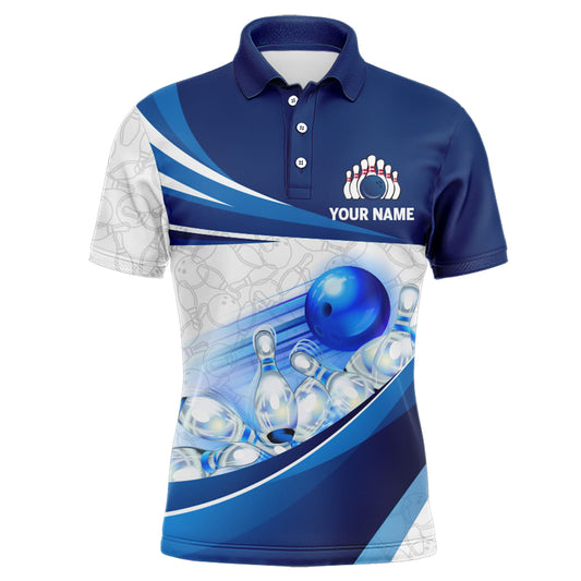 Custom Bowling Shirt For Men Navy Bowling Team Jersey Custom 3D Bowling Polo Shirts BDT300