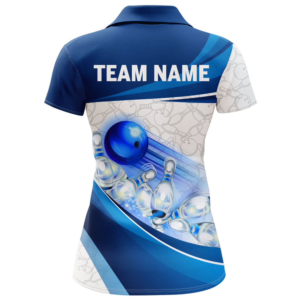 Custom Bowling Shirt For Women Navy Bowling Team Jersey Custom 3D Bowling Polo Shirts BDT300