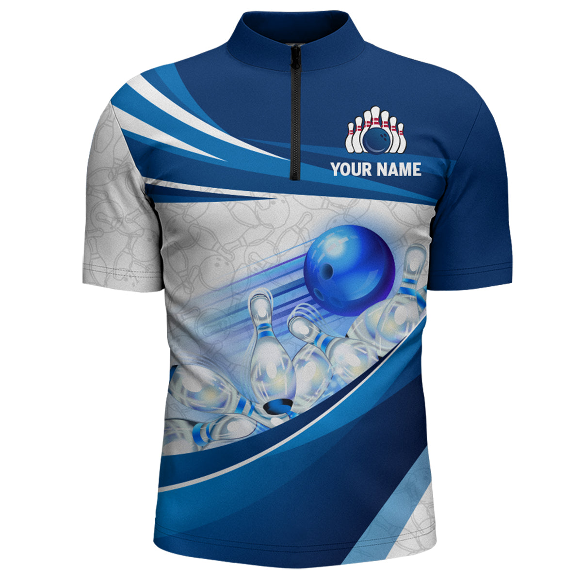 Custom Bowling Shirt For Men Navy Bowling Team Jersey Custom 3D Bowling Quarter-Zip Shirts BDT300