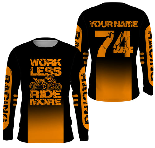 Orange ATV Motocross Jersey Adult&Kid UPF30+ Work Less Ride More Quad Bike Shirt ATV MX Off-Road PDT730
