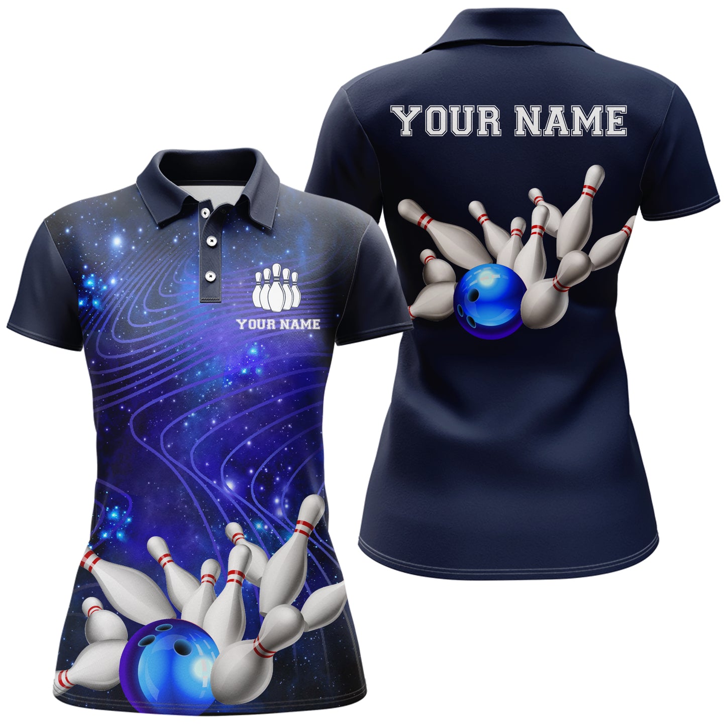 Blue Bowling Jersey For Women Custom Bowling Shirt 3D Bowling Polo Shirt For Team BDT250