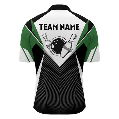 Personalized Bowling Shirt For Men Custom Bowling Quarter-Zip Shirt Green Bowling Jersey BDT252