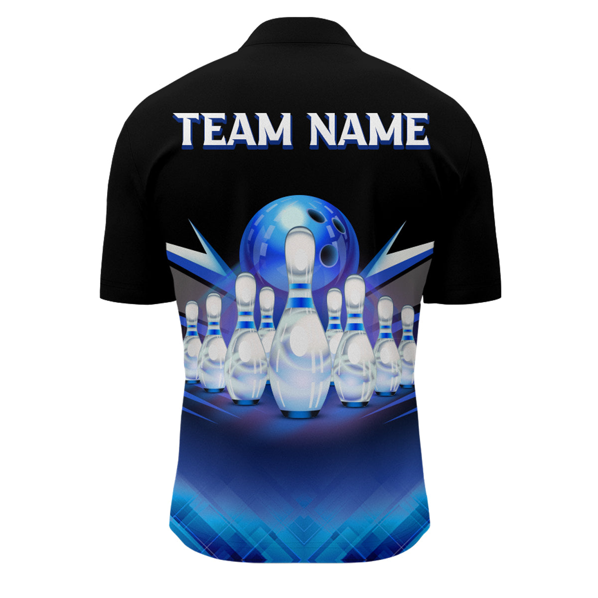 Custom 3D Bowling League Shirt Blue Bowling Jersey For Men Bowling Quarter-Zip Shirt Team BDT339