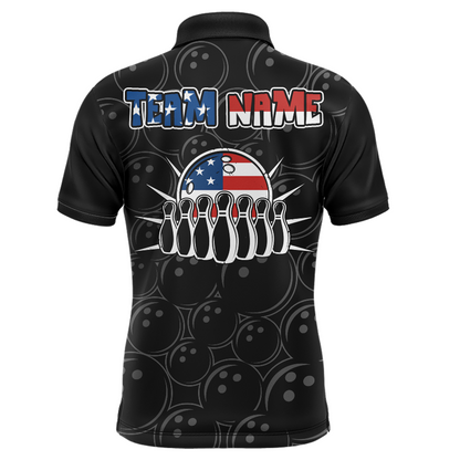 American Bowling Shirts Men Custom Bowling Polo Shirt Team League Bowling Jerseys BDT348