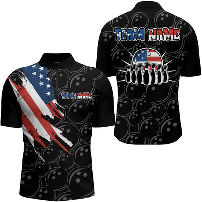 American Bowling Shirts Men Custom Bowling Quarter-Zip Shirt Team League Bowling Jerseys BDT348