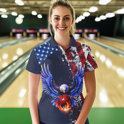 Custom US Flag Eagle Bowling Shirts American Bowling Jersey Men Women Patriotic MBL74
