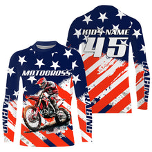 Load image into Gallery viewer, American Flag Racing Jersey UPF30+ Youth Motocross Shirt USA Custom Dirt Bike Shirt Boys Girls Men XM10