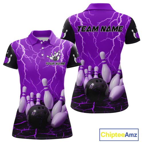 Purple Thunder Lightning & Lava Bowling Shirt for Men Women Team Bowling Jersey MBL92