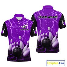 Load image into Gallery viewer, Purple Thunder Lightning &amp; Lava Bowling Shirt for Men Women Team Bowling Jersey MBL92