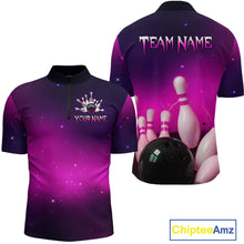 Load image into Gallery viewer, Purple Galaxy Bowling Shirts for Men Women Custom Team Bowling Jersey for Bowlers MBL125