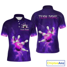 Load image into Gallery viewer, Purple Smoke Bowling Shirts for Women Men Team Custom Bowling Jerseys MBL126