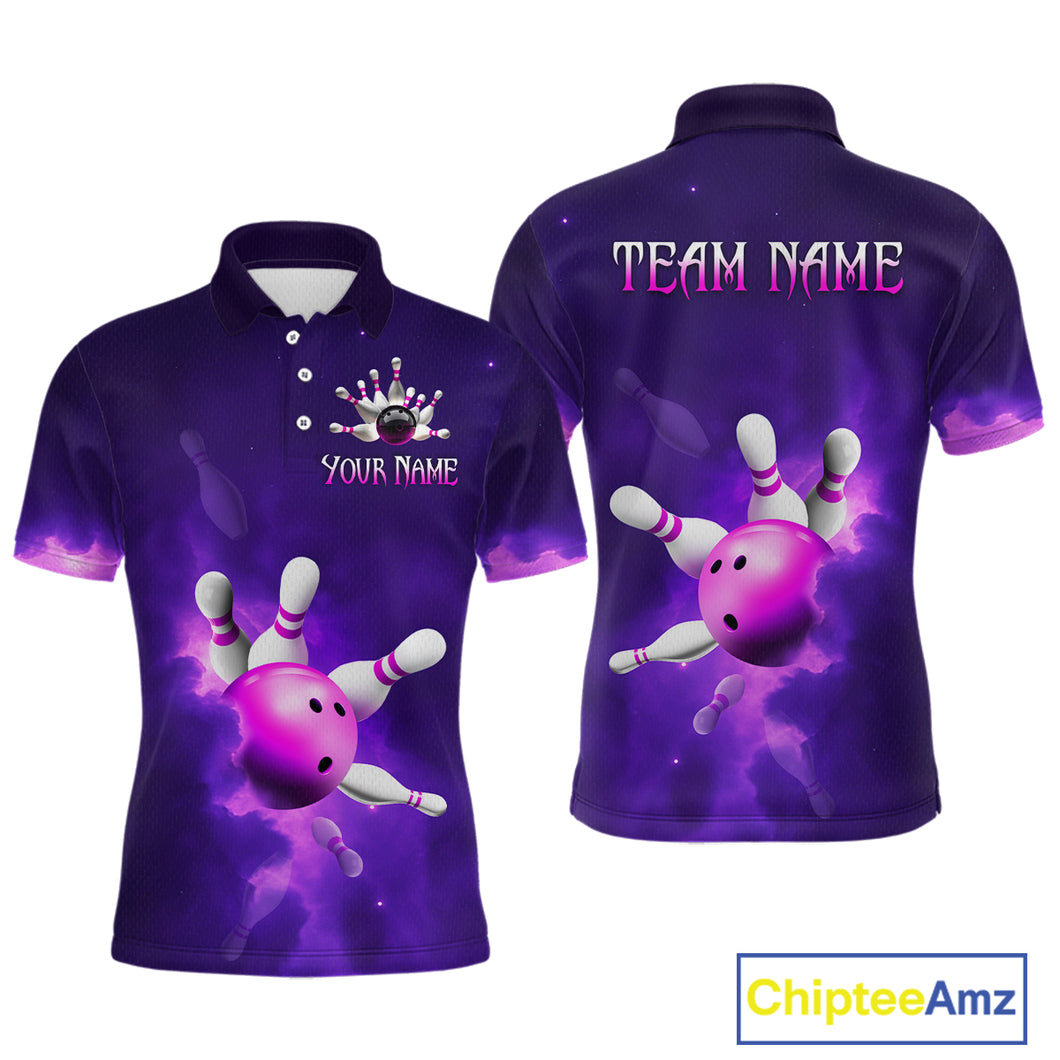 Purple Smoke Bowling Shirts for Women Men Team Custom Bowling Jerseys MBL126
