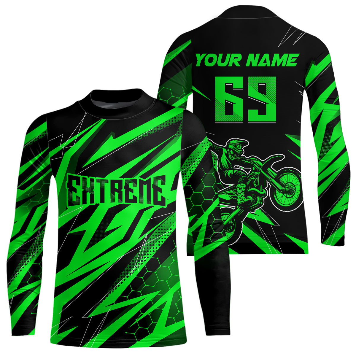 Motocross Jersey Kid Men Women Upf30+ Green Racing Dirt Bike Shirt Off-Road Motorcycle XM286